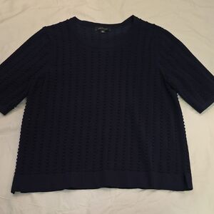 Elegant Navy Blue Textured Women's Top